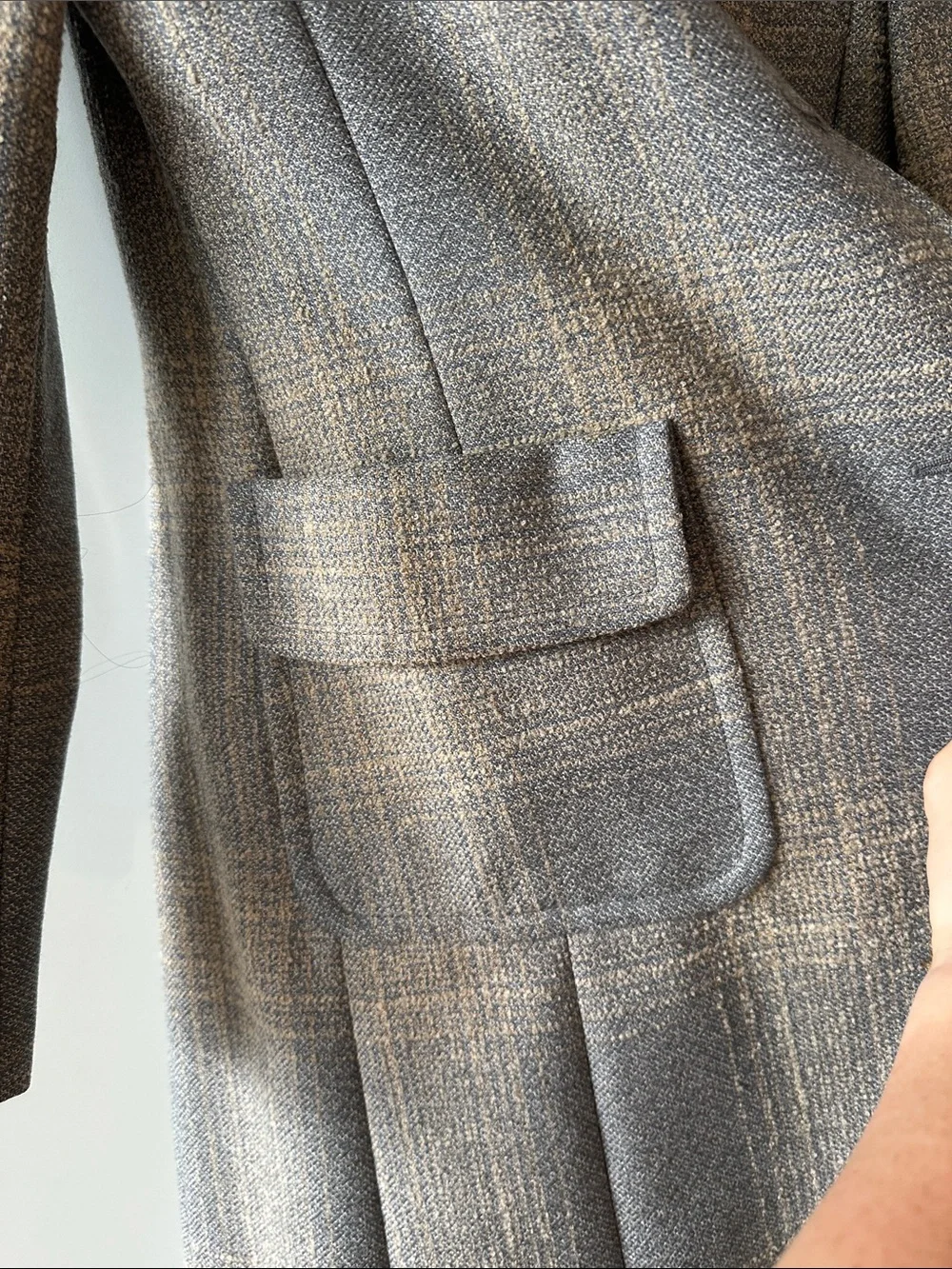 Sisley Gray Plaid Wool-Blend Pea Coat
